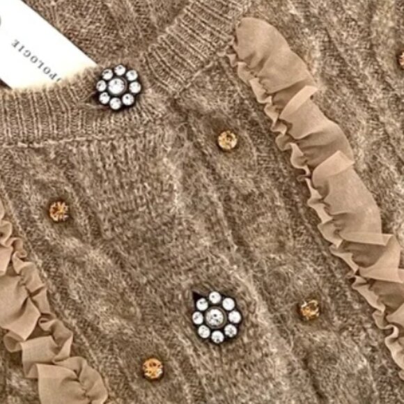 Brand New Maeve Short Sleeve Embellished Cardigan - Picture 10 of 12